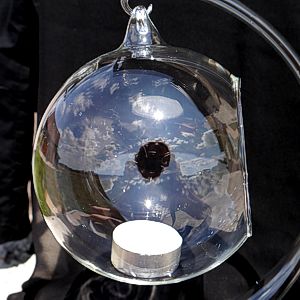 Lampion przezroczysty, wiszący świecznik ze szkła, bombka z otworem