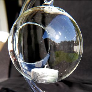 Lampion przezroczysty z otworem, bombka z dziurą